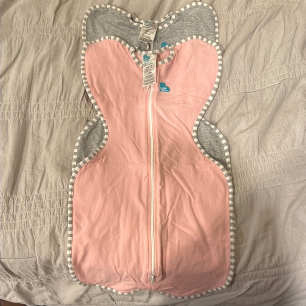 Love to Dream Pink and Gray Baby Swaddles (Pack of 2)